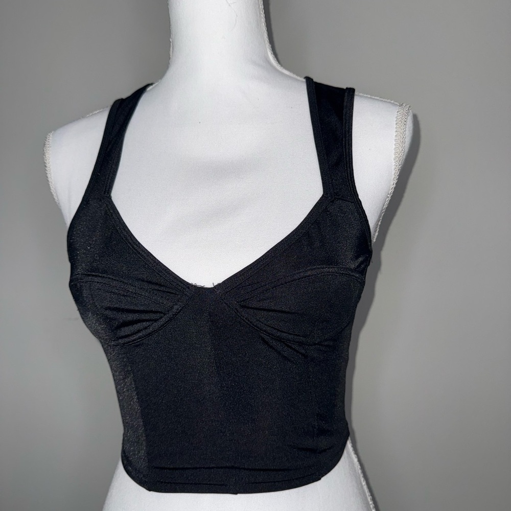 Black Bustier Crop Top, Size Small